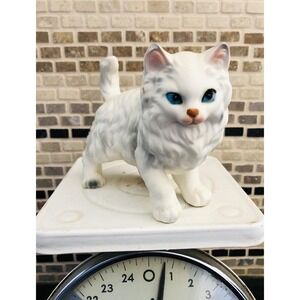 Vintage Lefton Cat Figurine White Persian Cat Japan Blue Eyed Kitten Kitty H6364